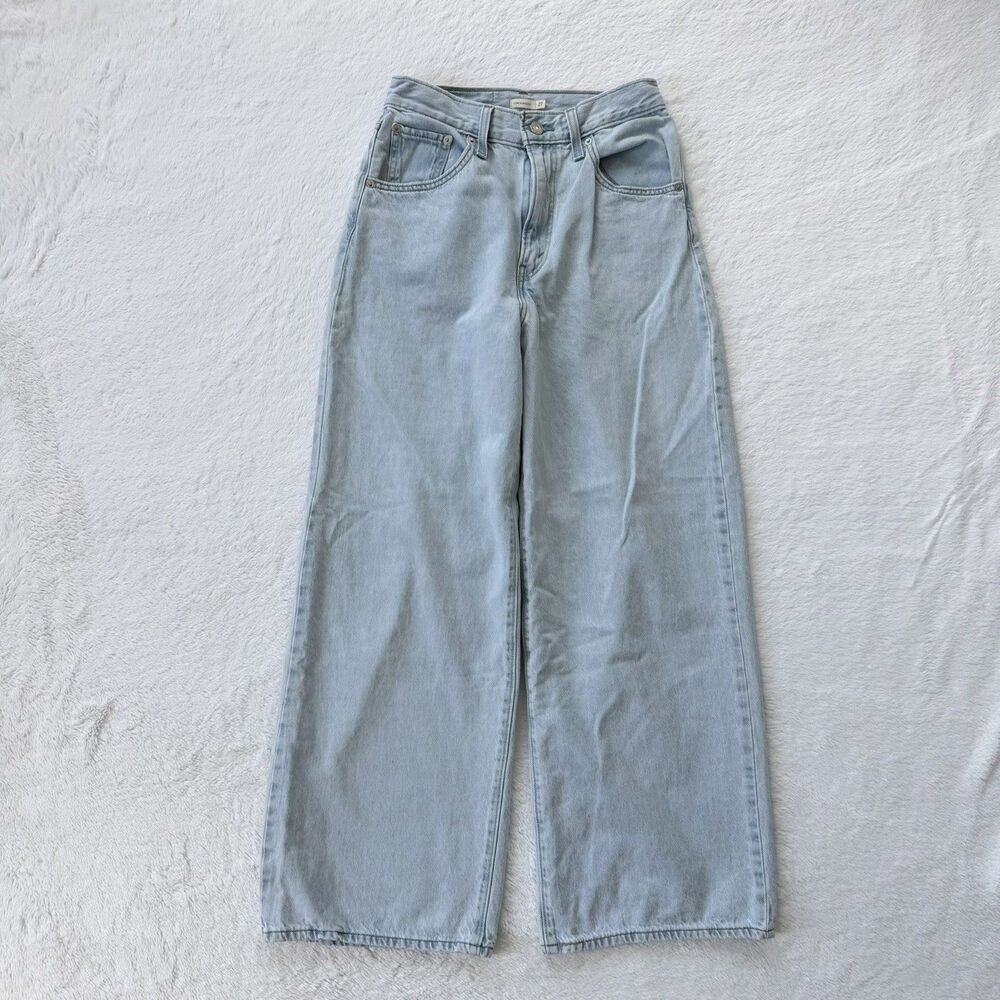 Levis Cinch Baggy Jeans Women 27 Blue Wide Leg Light Wash Cotton Denim Pants